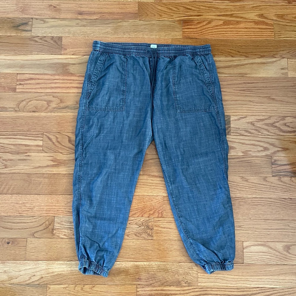 GAP Indigo Baggy Chambray Joggers Womens X-Large Blue Genie Harem